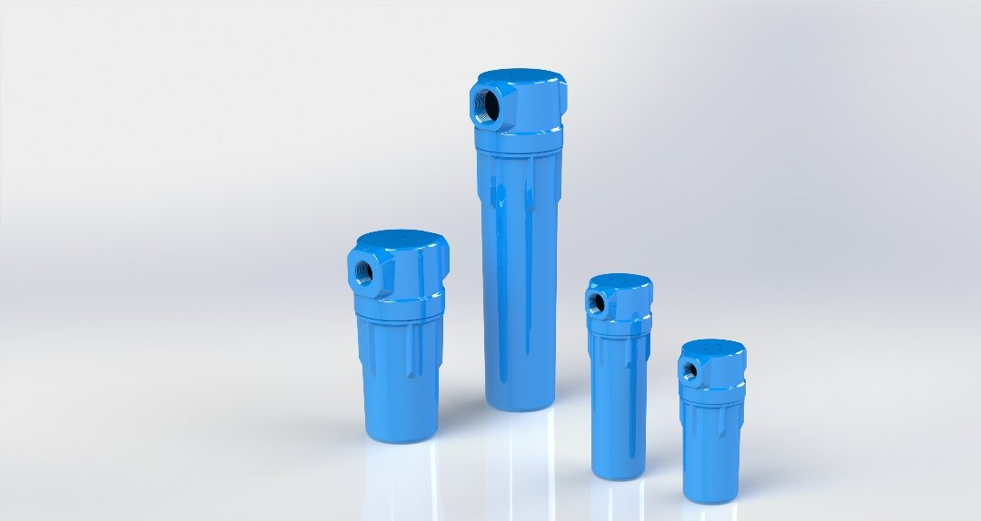FILMAX filter housing, engineering blue anodized aluminum body