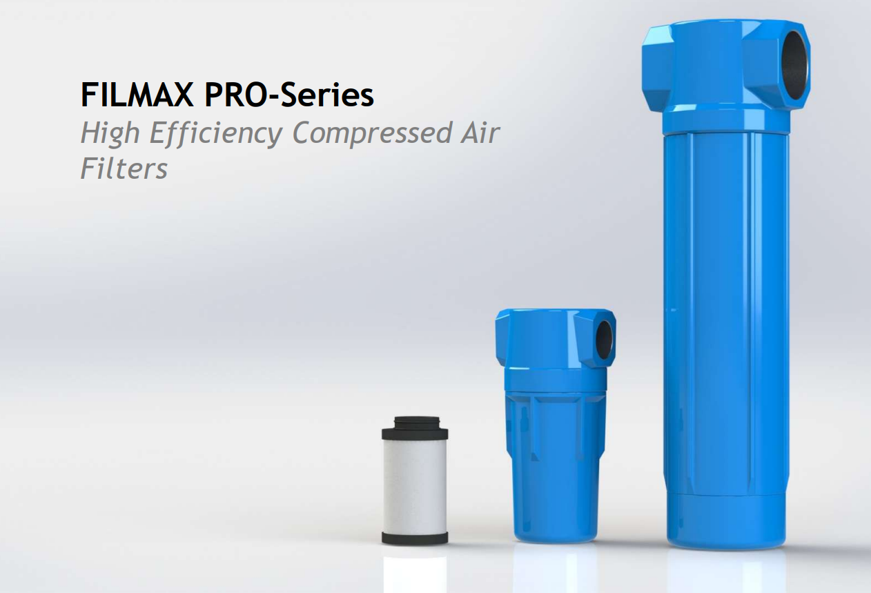 FILMAX filter housing lineup with a loose replacement filter element